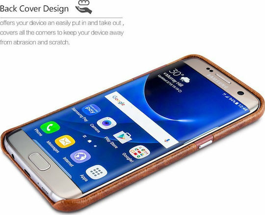 iCarer Oil Wax Back Cover Δερμάτινο Καφέ (Galaxy S7 Edge)