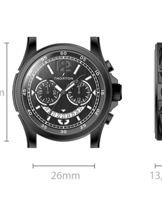 Thorton Men's Watch 47mm Chronograph Battery with Brown Leather Strap