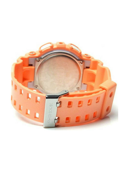 Casio Uhr Chronograph Batterie mit Orange Kautschukarmband