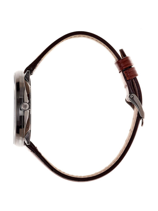 Lip Watches Dauphine Men's Watch 38mm Battery with Brown Leather Strap