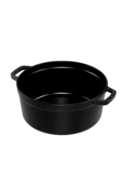 Staub Round Cocotte Βαθιά Κατσαρόλα από Μαντέμι 5.2lt / 24cm Black