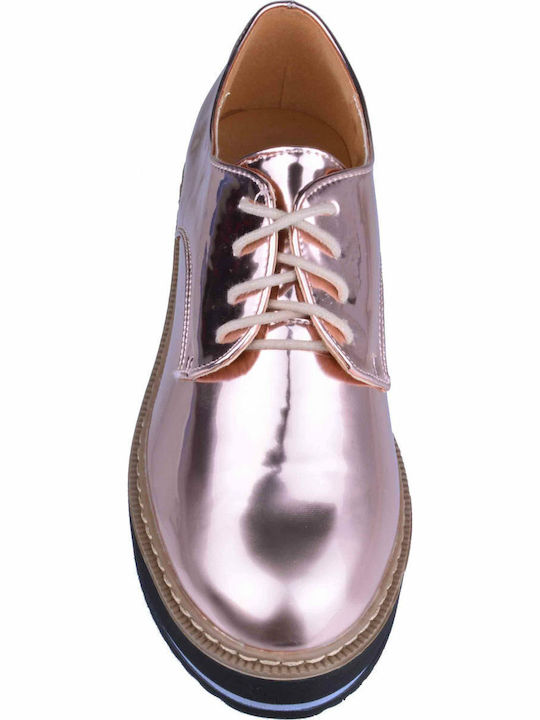 Anda Bronze Γυναικεία Flatform Oxfords σε Ροζ Χρώμα