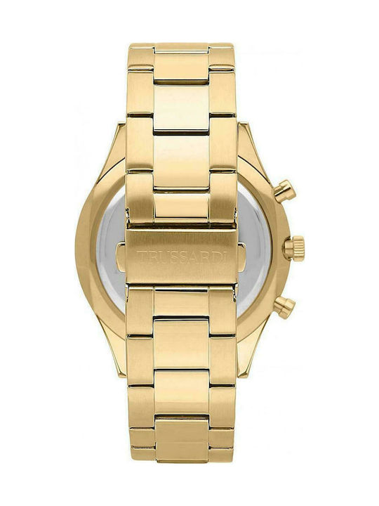 Trussardi T-Logo Uhr Batterie mit Gold Metallarmband