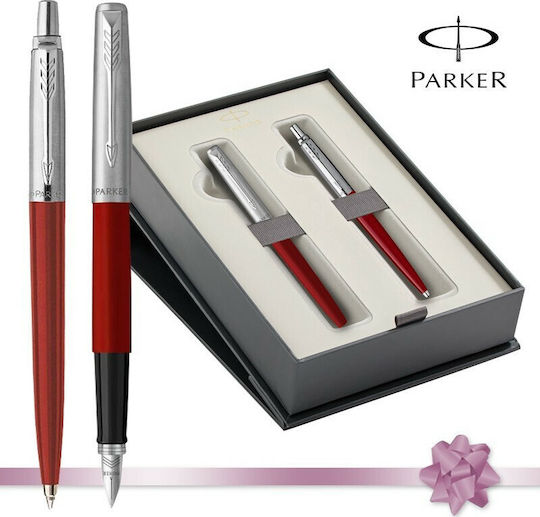 Parker Jotter Pen Set Ballpoint with Fountain Pen Original Red CR in a case (in a paper cassette)