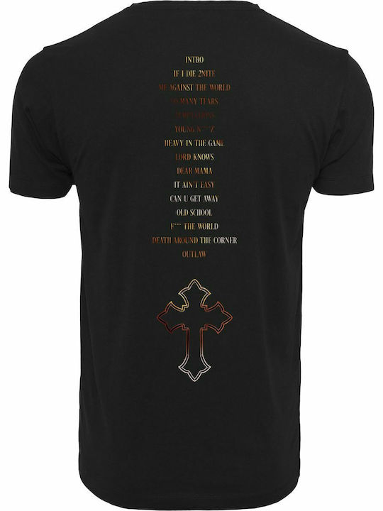 Mister Tee 2Pac Matw Tracklist MT1467 T-shirt Μαύρο Βαμβακερό