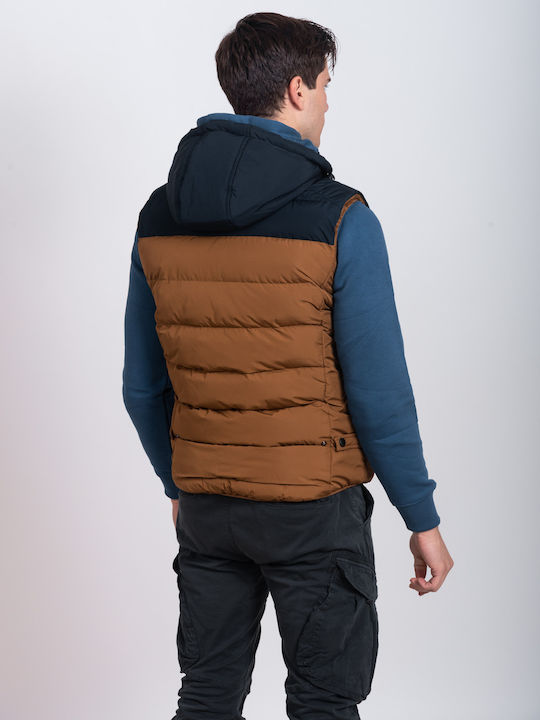 Sleeveless Jacket Puffer Brown