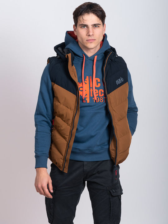 Sleeveless Jacket Puffer Brown