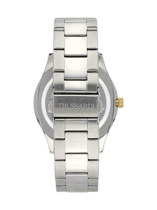 Trussardi T-Logo Herrenuhr 43mm Automatik mit Silbernem Rostfreiem Stahlarmband