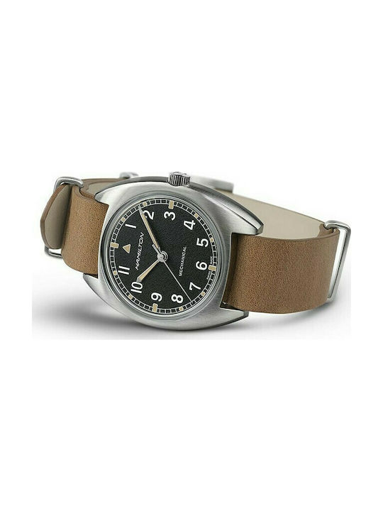 Hamilton Pilot Ανδρικό Ρολόι 36mm Μπαταρίας με Καφέ Δερμάτινο Λουράκι