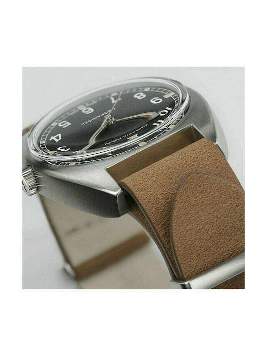 Hamilton Pilot Ανδρικό Ρολόι 36mm Μπαταρίας με Καφέ Δερμάτινο Λουράκι