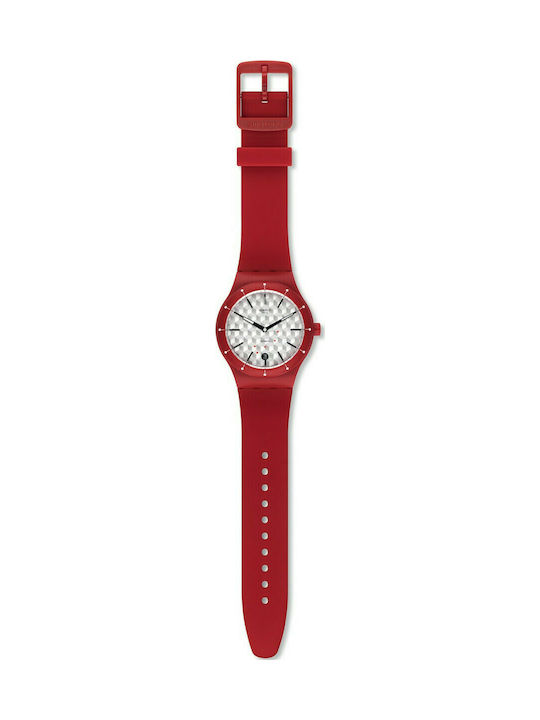 Swatch Sistem Corrida Watch Automatic with Red Rubber Strap