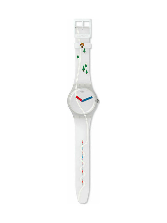 Swatch T'Shuss Часовник с Бял Каучукова Каишка