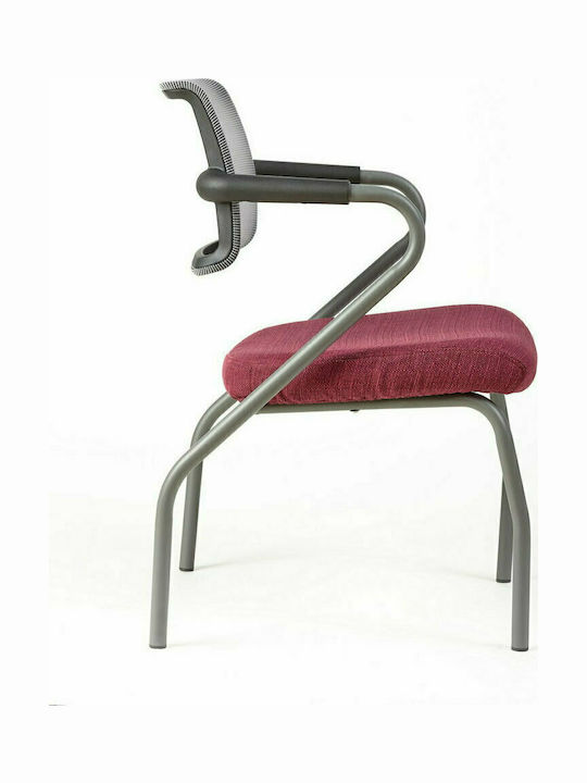 Chair Visitor A7 with Arms Βυσσινί / Γκρι 56x60x82cm 1pcs