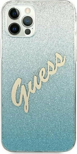 Guess Glitter Gradient Script Back Cover Πλαστικό Μπλε (iPhone 12 Pro Max)