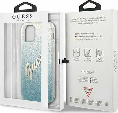 Guess Glitter Gradient Script Back Cover Πλαστικό Μπλε (iPhone 12 Pro Max)