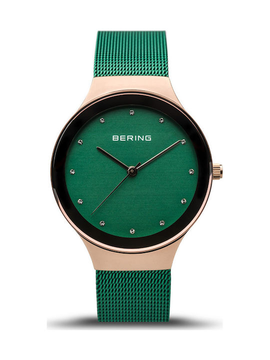 Bering Time Watch with Green Metal Bracelet 12934-868