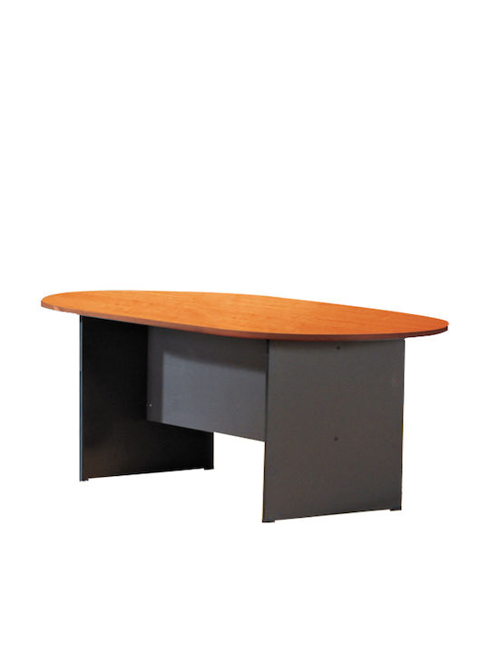 Τραπέζι Συνεδριάσεων Oval Ξύλινο Καφέ 180x90x75εκ.