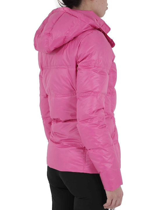 Adidas Κοντό Γυναικείο Puffer Μπουφάν για Χειμώνα Ροζ