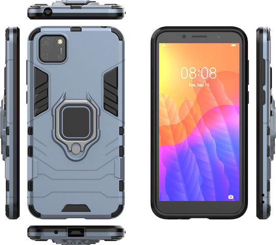 Hurtel Ring Kickstand Armor Back Cover Plastic Blue (Huawei Y5p)