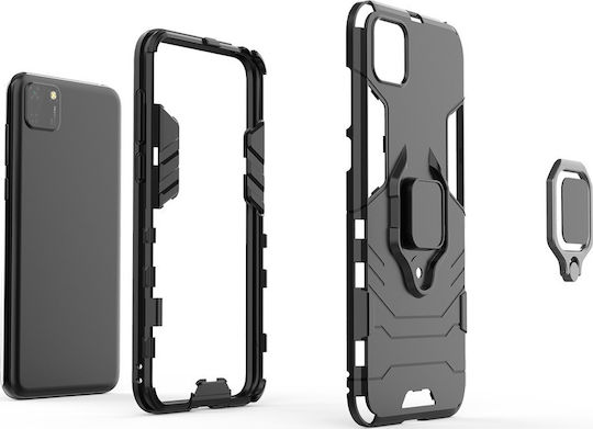 Hurtel Ring Kickstand Armor Back Cover Plastic Blue (Huawei Y5p)
