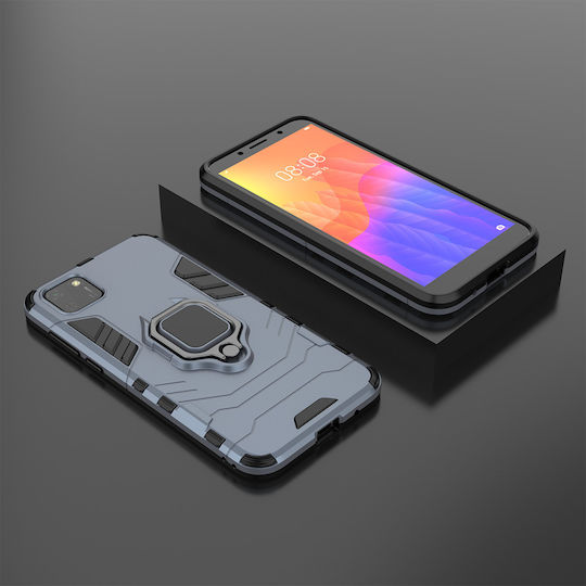 Hurtel Ring Kickstand Armor Back Cover Plastic Blue (Huawei Y5p)