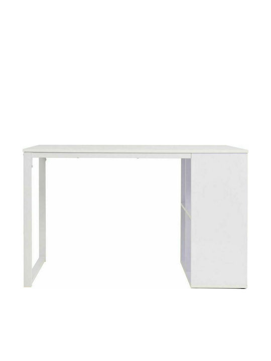 Birou Lemn cu Bibliotecă Alb 120x60x75cm