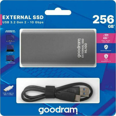 GoodRAM HL100 USB-C Εξωτερικός SSD 256GB 2.5" Γκρι