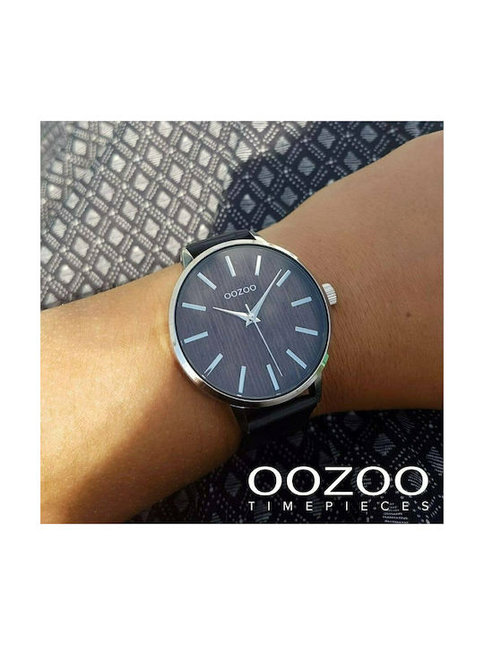 Oozoo Timepieces Wooden Watch with Black Leather Strap