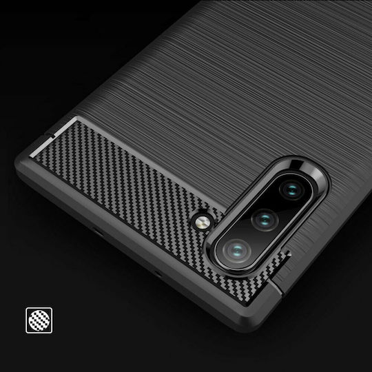 Hurtel Carbon Fiber Back Cover Σιλικόνης 1.4mm Μαύρο (Galaxy Note 10)