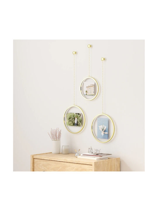 Umbra Fotochain Multi Wall Picture Frame 3 Photos Metallic With Gold Frame 3 Pieces