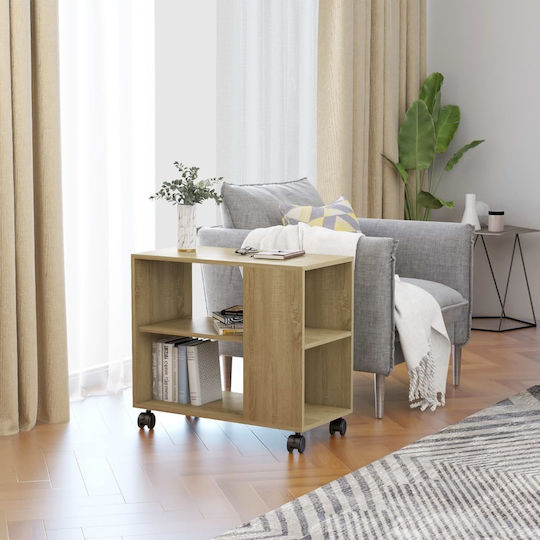 Rectangular Side Table Wooden with Wheels Sonoma Oak M70xW35xH55cm