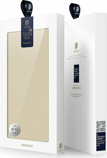Dux Ducis Skin Pro Книга Изкуствена кожа Златист (iPhone 12 mini)