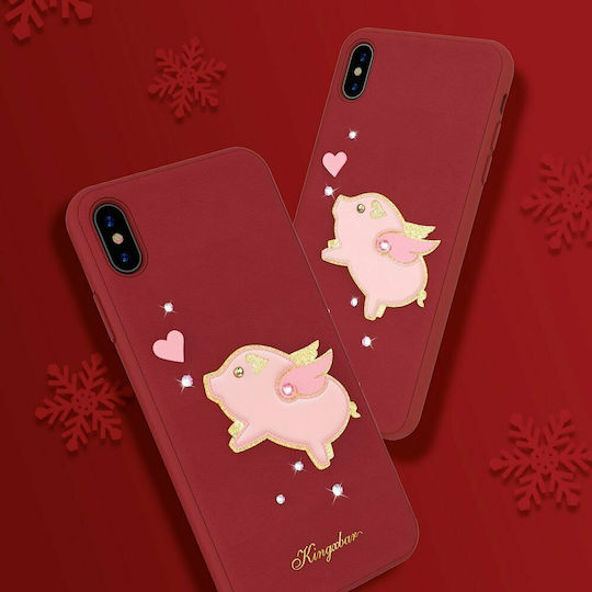 Kingxbar Moonky Case Decorated With Original Swarovski Crystals Silicone Back Cover Red for iPhone X / Xs