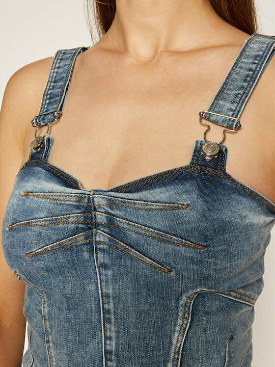 Diana Women's Blouse Corset with Straps Blue