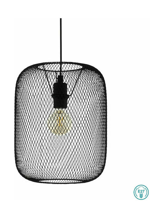 Eglo Wrington Pendant Light Single-Light Grid for Socket E27 Black