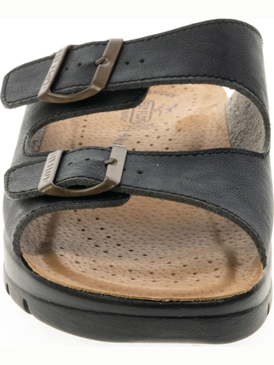 Leder Herrensandalen in Schwarz Farbe