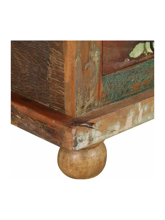 Square Central Coffee Table made of Solid Wood with Drawers Multicolour 70x70x38 cm