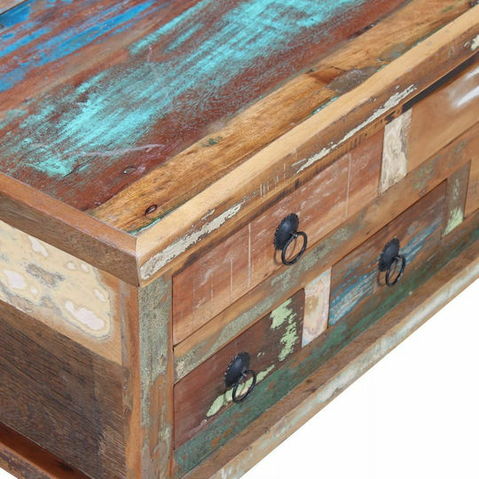 Square Central Coffee Table Made of Solid Wood with Drawers Raw Mango Wood W70xD70xH38cm