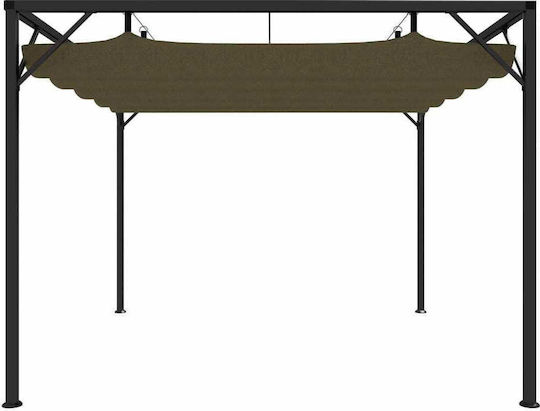 Garden Pergola from Metallic with Ceiling in Beige Colour 300x300x230cm