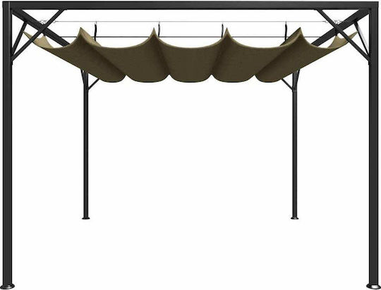 Garden Pergola from Metallic with Ceiling in Beige Colour 300x300x230cm