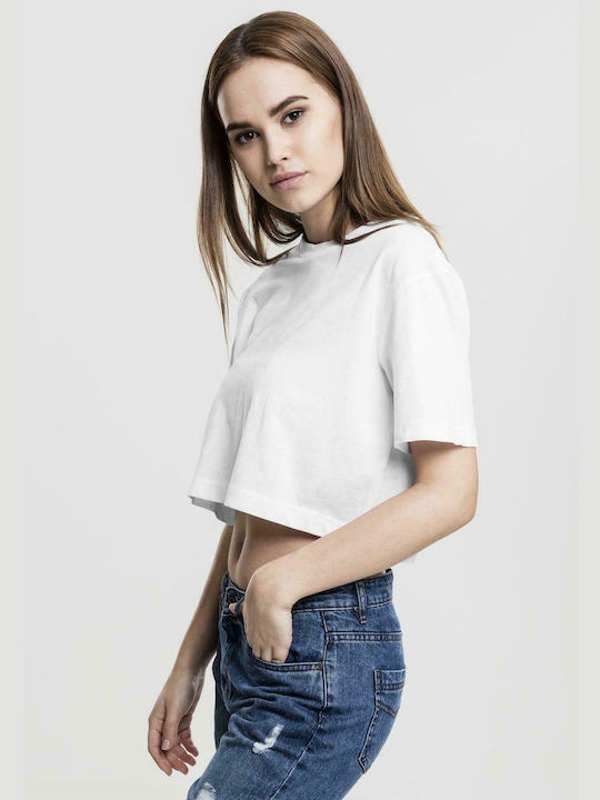 TB1555 Women's Summer Crop Top Cotton Short Sleeve White