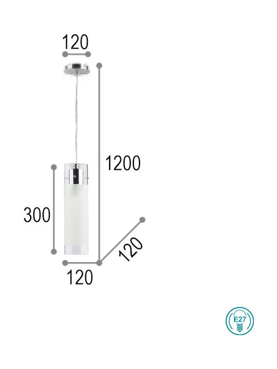 Ideal Lux Flam SP1 Small Κρεμαστό Φωτιστικό Ασημί με Ντουί E27 8x36εκ.