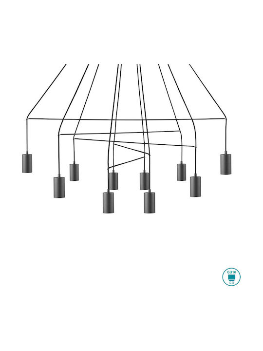 Nowodvorski Imbria Black Pendant Chandelier Grid for 10 Bulbs GU10 Black