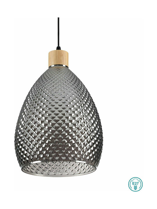 Ideal Lux Bergen Pendant Light Single-Light for Socket E27 Gray