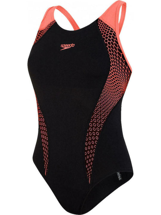 Fit Laneback Athletic One-Piece Swimsuit Black