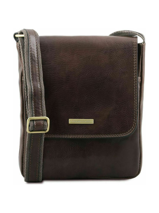 Tuscany Leather John Pungă din piele Geantă pentru bărbați Messenger Dark Brown