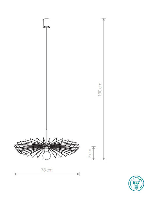 Nowodvorski Umbrella Hängelampe Einfaches Licht Raster für Fassung E27 Schwarz