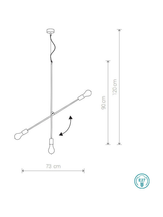 Nowodvorski Sticks Pendant Light Black Rail with Socket E27 74x90cm