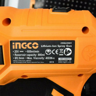 Ingco Battery Powered Solo Paint Spray Gun with 0.8lt Container