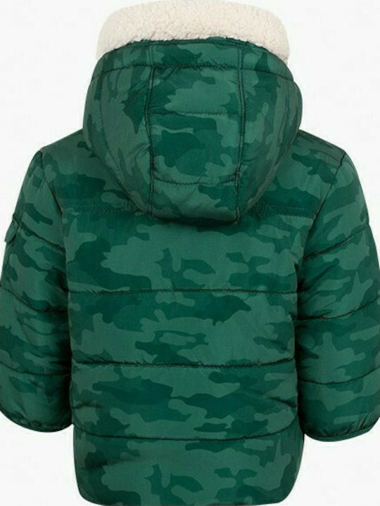 Kids Casual Short Coat with Hood Green